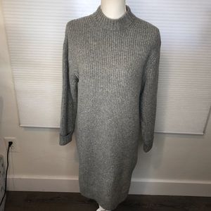 H&M gray Melange knit long sleeve knit midi dress Sz Xs